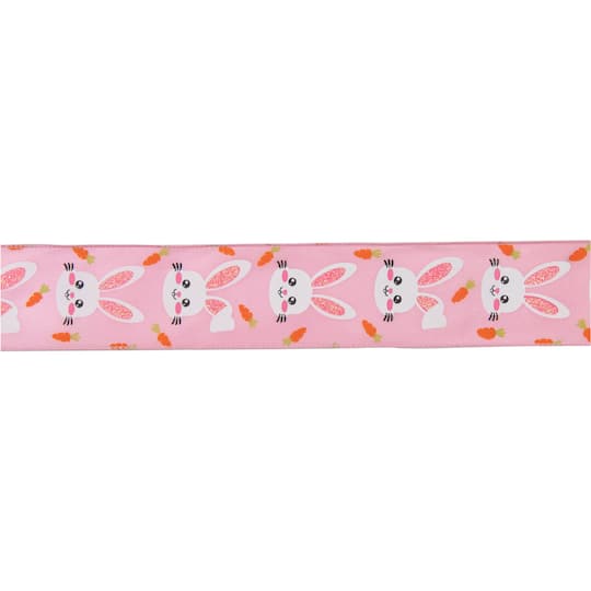 2.5&#x22; x 10yd. Easter Bunny Design Wired Spring Craft Ribbon
